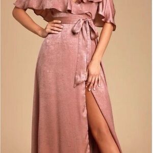 Lulu's Blush Maxi Skirt with Tie Detail